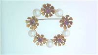 Brooch Sommer Woman Vintage in Gold Perla SPILLA FIORI RUB E PERLE - SPILLA FIORI RUB E PERLE